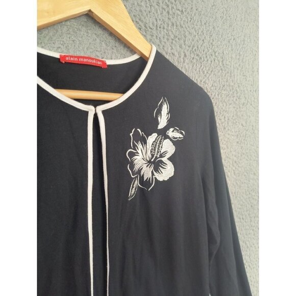 Alain Manoukian French Design Open Cardigan Long Sleeve Floral Embroidered Small - Picture 2 of 8